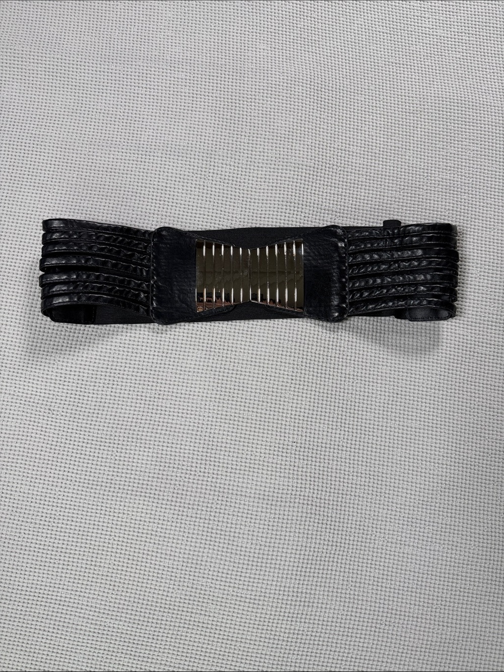torrid Wide Black Elastic Waist Belt with Silver Tone Accent